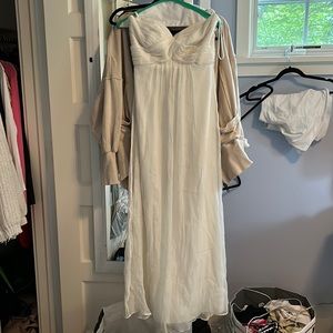 White strapless silk dress